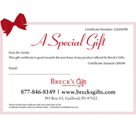 gift
certificates